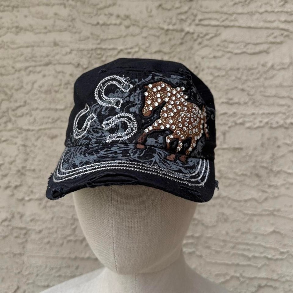 KBETHOS Y2K STYLE RHINESTONE CADET CAP